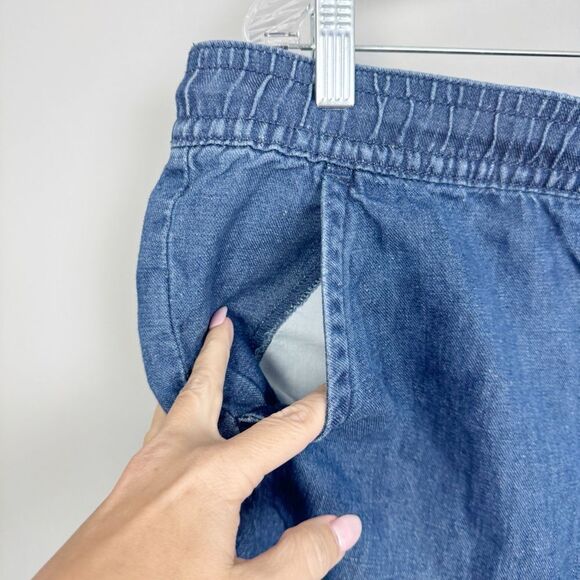 LOFT | Cotton & Linen Blend Denim Shorts Drawstring Waist Women’s Size X-Large - Picture 6 of 12